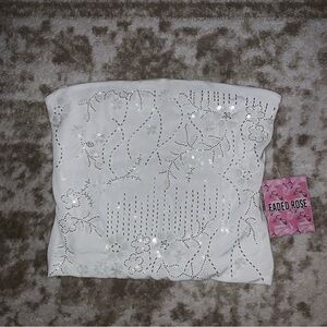 White Festival Beaded Tube Top Size M (NWT)